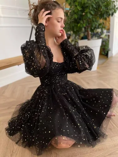 Miniatura 4 de Maxianever Vestidos de graduación de tul estrellado brillante para mujer, vestidos de fiesta de exalumnos, vestidos formales de noche