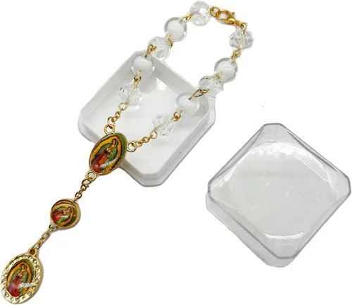 Nuestra Señora Guadalupe Virgen María Centro de mesa Bautismo Recuerdos de Bautizo Rosario Pulsera Recuerdos Fiesta de Recuerdos - 12 Piezas