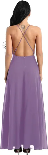 Miniatura 3 de YiZYiF - Vestido de fiesta de gasa para mujer, sin espalda