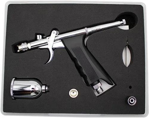 Miniatura 13 de Pistola de disparo de aerógrafo Cepillo de aire de doble acción con agujas de 0.012 in 2CC/5CC/13CC Copa para pintar Kit aerógrafo 166AK 0.012 in