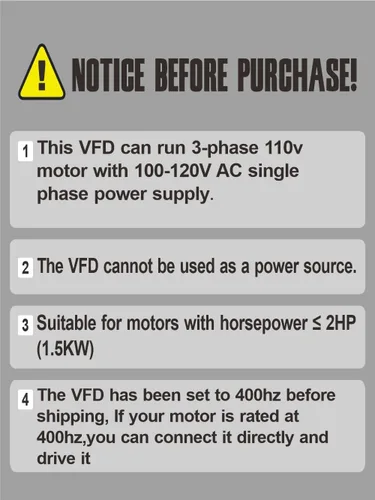 Miniatura 5 de Huanyang VFD, de una a 3 fases, variador de frecuencia, 1.5kW 2HP, entrada de 110V CA para control de velocidad de motor, serie FC