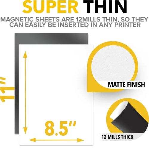 Miniatura 4 de Hojas magnéticas imprimibles, 5 unidades, mate (8.5 x 11 pulgadas), papel magnético flexible optimizado para inyección de tinta, no adhesivo, ideal