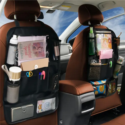 Miniatura 7 de Organizador de respaldo de asiento de automóvil, impermeable y duradero con soporte de mesa de 10 pulgadas, 9 bolsillos de almacenamiento