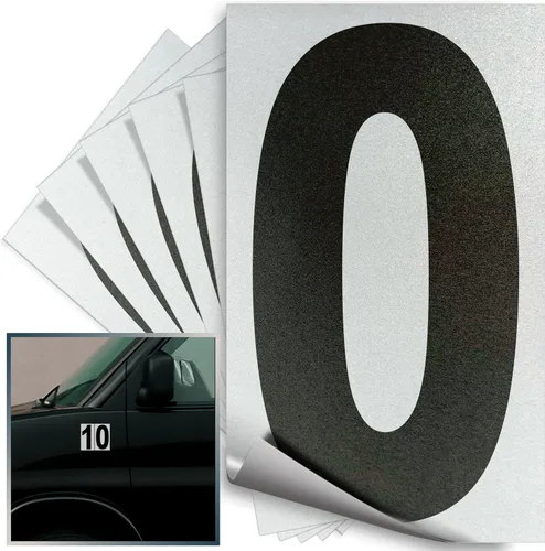 Miniatura 52 de iSYFIX Calcomanías de vinilo negro número 0 (Zero) – Paquete de 6 calcomanías de 1.5 pulgadas – Calcomanías de alta calidad, fondo reflectante
