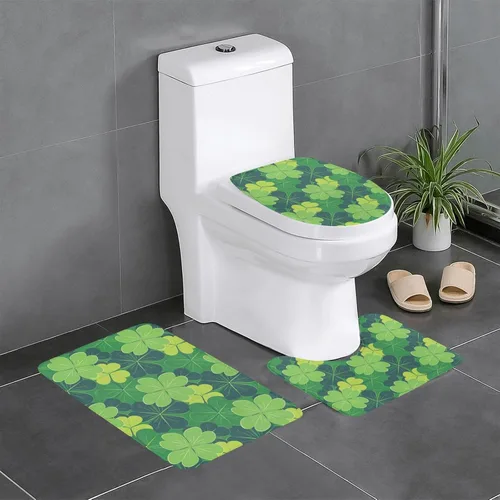 Miniatura 22 de Juego de 3 alfombras de baño con diseño de tulipanes rosados con fondo de madera, antideslizantes, con patrón de resorte, extra suaves y absorbentes