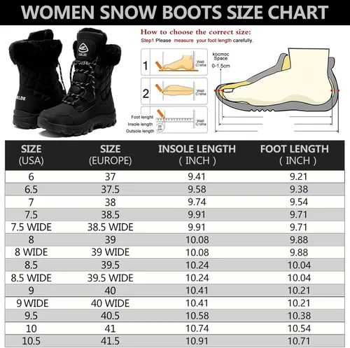 Miniatura 2 de EARLDE Womens Snow Boot With Waterproof Lace Up Mid-Calf Outdoor Winter Deep Tread Rubber Sole