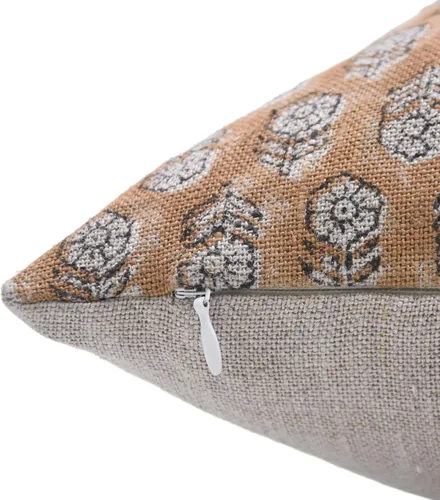 Miniatura 2 de Fundas de almohada de lino grueso con estampado de bloques, 14x14 pulgadas, fundas de almohada vintage hechas a mano para sofá y sofá, funda