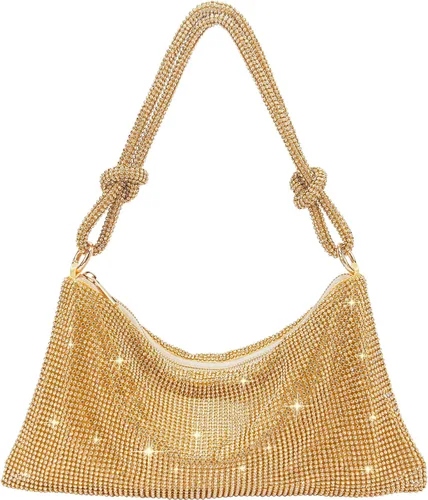 MUVKE Bolso de noche brillante con diamantes de imitación para mujer, bolso de mano con diamantes de imitación de graduación, bolso Hobo