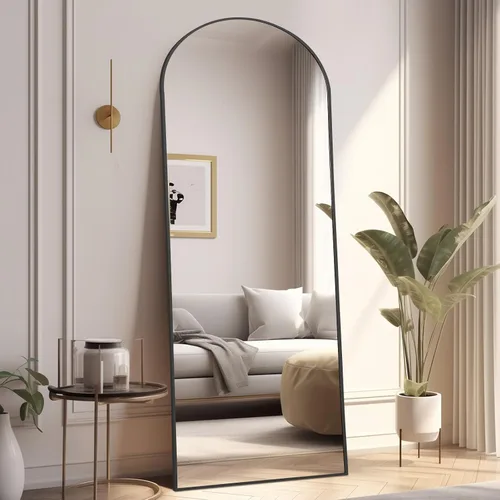 MELOMOIR Espejo arqueado de cuerpo entero, 56"x18" espejo de piso, espejo independiente apoyado o colgante, para sala de estar, dormitorio,
