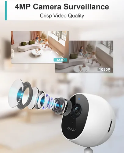 Miniatura 2 de WUUK Cámara de seguridad para interiores de 4 MP, cámara WiFi para interiores, cámara para mascotas con detección de movimiento y humanos, visión