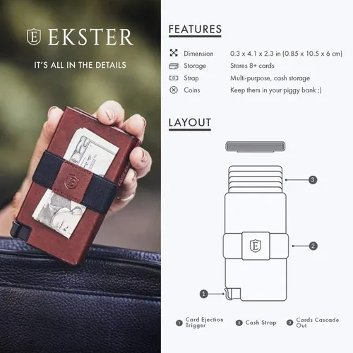 Miniatura 4 de Ekster Senate - Cartera de cuero para tarjetas - Bloqueo RFID - Acceso rápido a tarjetas rojo bprgoña Cartera delgada