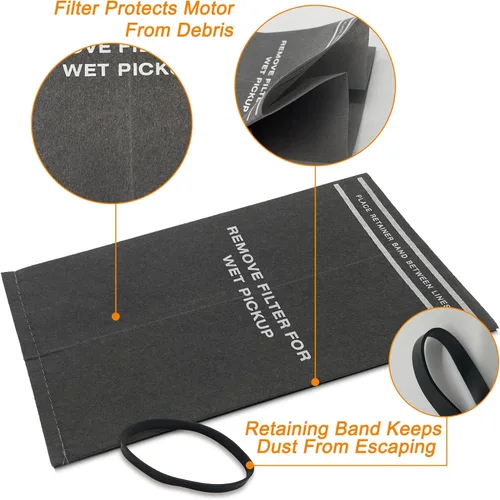 Miniatura 4 de Paquete de 6 bolsas de filtro de tela para polvo 9-38737, bolsas de vacío en seco y húmedo para Craftsman de 2 a 2.5 galones y aspiradora de cubo