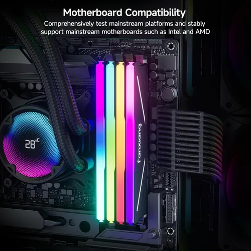 Miniatura 2 de fanxiang RGB DDR4 RAM 32 GB (2 x 16 GB) 3200 MHz CL16 V1.35, Memoria para sobreaceleración de máquinas de juego de escritorio, Compatible con Intel