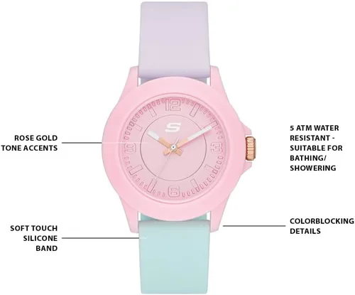 Miniatura 5 de Skechers Reloj de tres manecillas Rosencrans de cuarzo mediano para mujer, Color PúrpuraVerde, Rosa (Modelo SR6215)