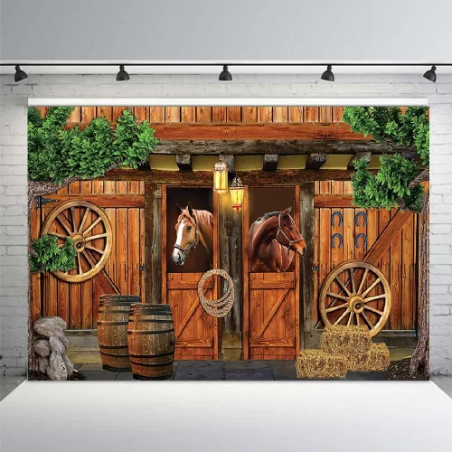 Miniatura 2 de MEHOFOND Telón de fondo estable de 7 x 5 pies, diseño de caballo vaquero del oeste de Texas, ruedas de baby shower, Mews, fondo de fotografía