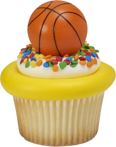 Miniatura 8 de DecoPac Anillos 3D de baloncesto, decoraciones para cupcakes, toppers para pasteles aptos para alimentos – Paquete de 24