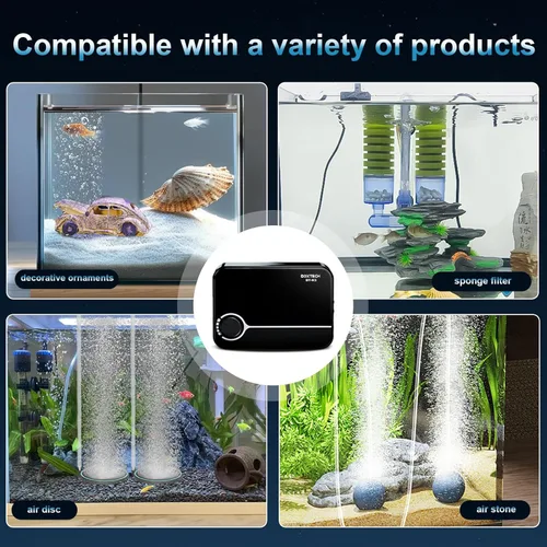 Miniatura 9 de Bomba de aire ultrasilenciosa para acuario, aireador de tanque de peces ajustable con bomba de doble salida, bomba de oxígeno de 8 W, 8 L/min