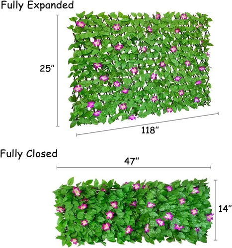 Miniatura 5 de Pantalla de Privacidad Expandible para Balcón Patio Exterior, Panel Decorativo de Cercado de Hiedra Artificial, Setos Artificiales