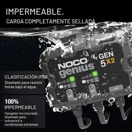 Miniatura 3 de NOCO Genius GEN5X2: Cargador de batería a bordo de 2 bancos, 10 A, 5 A por banco, cargador marino impermeable de 12 V con protección contra