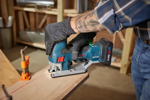 Miniatura 5 de Bosch GST18V-60BCN 18V Herramienta de sierra caladora sin cepillo con asa de barril conectada, 3,800 SPM, luz LED, cambio de hoja sin herramientas