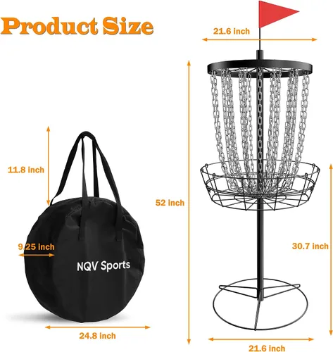 Miniatura 5 de NQV PRO Disc Golf Basket,Heavy Duty 24 Chain Portable Target with Transit Bag, Outdoor/Indoor