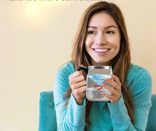 Miniatura 4 de Mengshen Taza de café autoagitadora/mezcla magnética automática del té de chocolate caliente de la proteína del cacao 13.5 fl oz, A006M negro, Taza