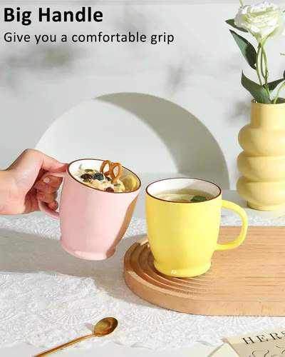 Miniatura 4 de Taza de café verde, taza de café de 16.5 onzas, apta para lavavajillas, taza de té de cerámica con mango grande, taza de café grande para café