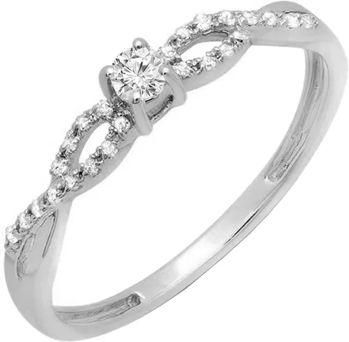 Dazzlingrock Collection Anillo de compromiso nupcial de diamante blanco redondo de 0.20 quilates (ctw), con vástago dividido, oro de 10 quilates