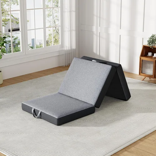 Miniatura 14 de Colchón triple tamaño Queen de 4 pulgadas – Colchón plegable de espuma viscoelástica para campamento, viajes, casa rodante, cama de invitados