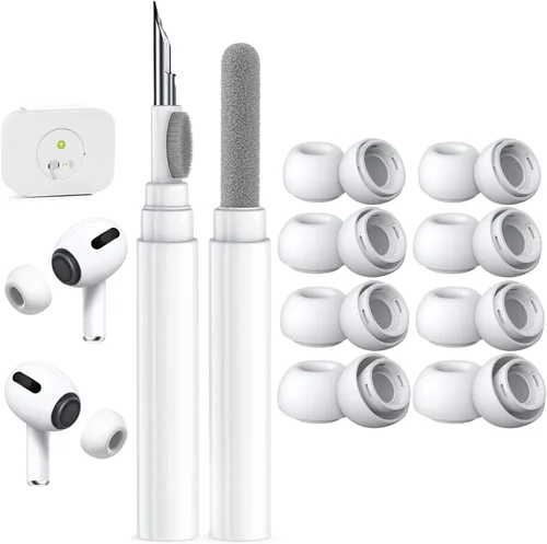 Miniatura 25 de 4 pares de puntas de repuesto para AirPods Pro 2ª/1ª generación con kit limpiador, orificio de reducción de ruido y pantalla protectora contra