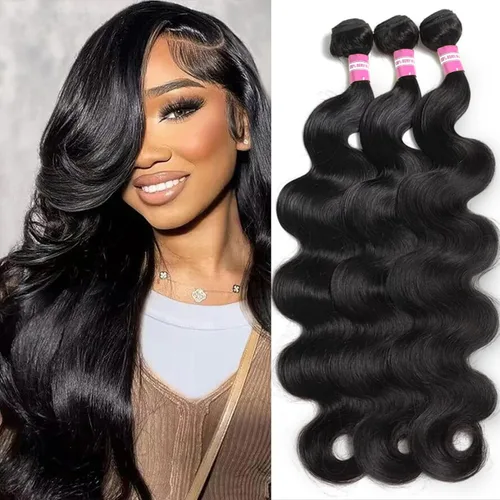 Miniatura 14 de DMKEEP Extensiones de cabello humano ondulado con cierre, 12, 14, 16+10 pulgadas, 100% cabello virgen brasileño sin procesar, 3 paquetes con cierre