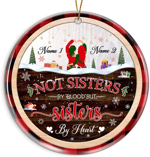 Miniatura 14 de Adorno personalizado para la primera Navidad del bebé 2025 con nombre personalizado, lindo oso en la luna, adornos redondos, regalo de primer