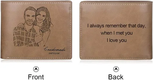 Miniatura 3 de SimpleQ Billetera personalizada con nombres grabados para hombres, billetera con fotos personalizada, billetera plegable casual, regalos para papá