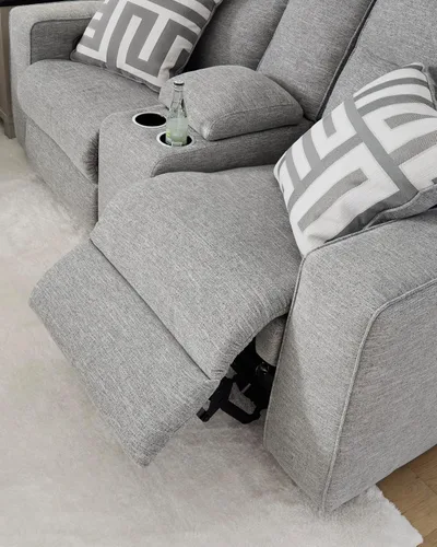 Miniatura 14 de Signature Design by Ashley Biscoe - Sofá biplaza reclinable resistente a los rayos UV con consola, reposacabezas ajustable y puertos USB, color gris