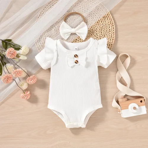 Miniatura 36 de Aalizzwell Body de manga corta para bebé niña con pantalones cortos acanalados