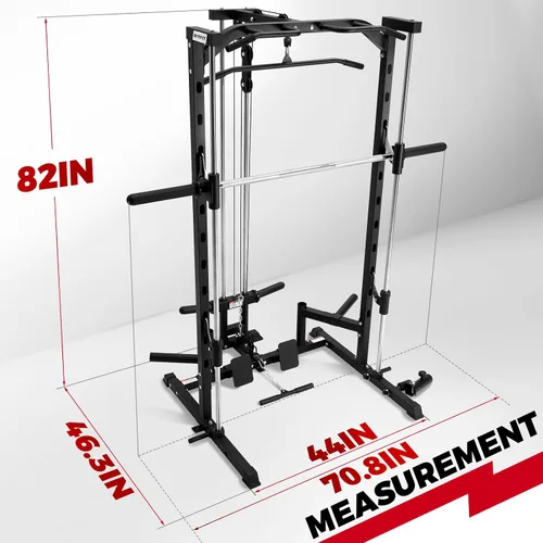 Miniatura 4 de RitFit Smith - Estante de potencia para máquina con sistema LAT-Pull Down, minas terrestres, barra de barra, clavijas de almacenamiento de placas