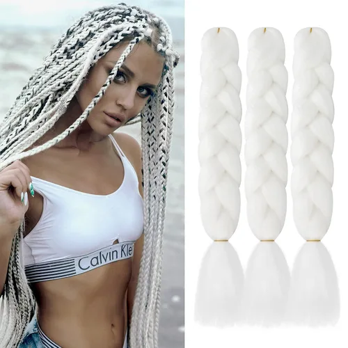 Miniatura 19 de Extensiones de cabello trenzado rubio (613#) trenzado sintético para ganchillo Box Twist para mujeres, 24 pulgadas, 3.53 oz/paquete
