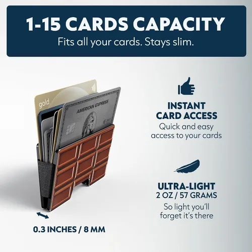 Miniatura 39 de Cartera de aluminio impresa 2.5D para hombres: clip delgado para dinero y tarjetero con barniz selectivo táctil. Bloqueo RFID mejorado, compacto