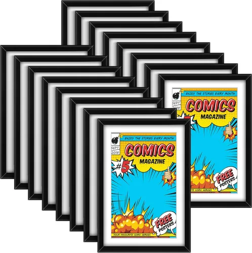 Geetery - Juego de 16 marcos para cómics, con protección UV, marcos para revistas de cómics que se ajustan hasta 17,1 x 25,7 cm, para pared o mesa