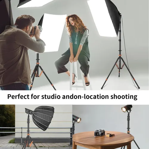 Miniatura 8 de Soporte de luz para fotografía con amortiguación de aire, 9 pies/9.0 ft de aluminio ajustable resistente trípode de estudio resistente trípode