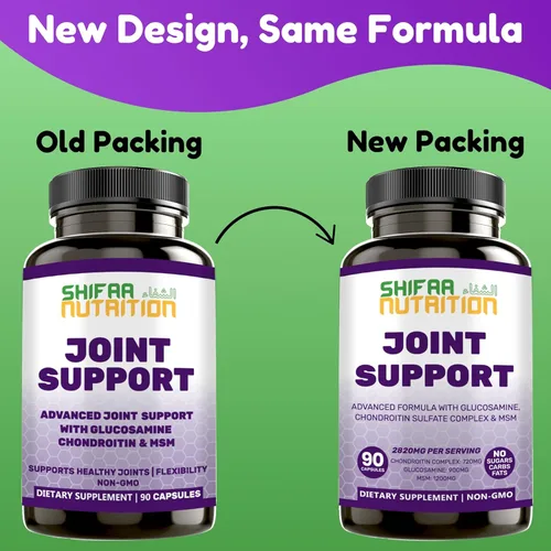 Miniatura 2 de SHIFAA NUTRITION Suplemento de apoyo articular halal con glucosamina condroitina MSM 2820 mg 30 porciones Sin OMG