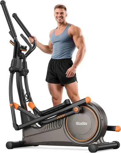 Miniatura 9 de Niceday Máquina elíptica de ejercicios, máquina elíptica para el hogar, entrenador elíptico magnético con zancada de 15.5 a 19 pulgadas, 16 niveles