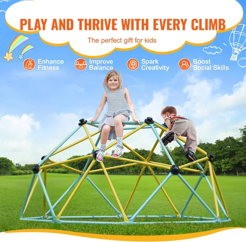 Miniatura 3 de VEVOR Cúpula de escalada, gimnasio de jungla de 6 pies para niños de 3 a 9 años, centro de juegos geométrico para escalar con soporte de 600LBS