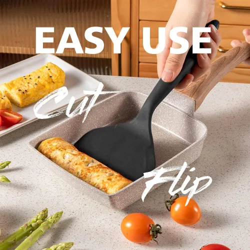 Miniatura 5 de Sartén cuadrada con revestimiento de cerámica, sartén pequeña de tortilla tamagoyaki japonesa, sartén rectangular antiadherente para huevos