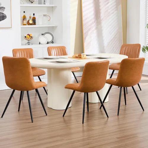 Miniatura 34 de Sillas de comedor, modernas sillas de comedor con cojines gruesos, sillas tapizadas de piel sintética para cocina, comedor con patas de metal