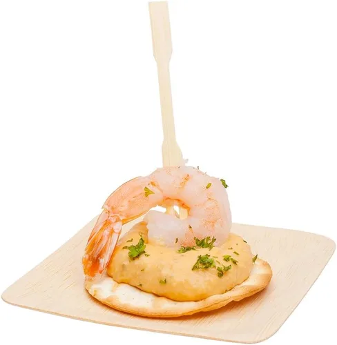 Miniatura 4 de Restaurantware Púas de madera de 3.5 pulgadas, 500 mini tenedores de cóctel de madera, dos púas de bambú resistentes para fiestas o catering