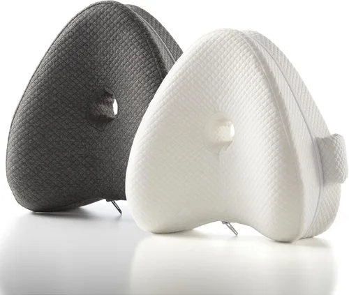 TULARIS Paquete de almohada de rodilla para personas que duermen de lado, 1 gris y 1 blanca, soporte ortopédico de piernas para personas que duermen