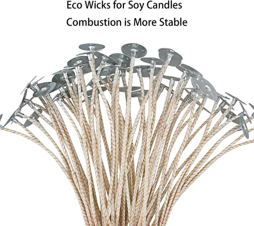 Miniatura 6 de 100 piezas ECO 16 mechas para velas de soja, 6 pulgadas ECO mechas pretabladas para hacer velas, mecha de vela CD 22 gruesa con base