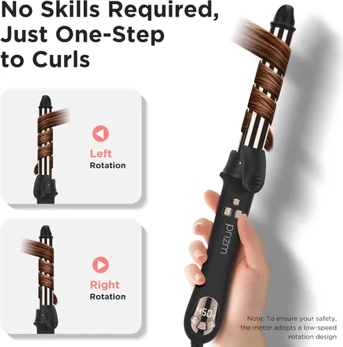 Miniatura 2 de Prizm Rizador giratorio, rizador de pelo automático de 1 pulgada / 0.984 in para cabello largo, barril giratorio automático, 250-450 °F con pantalla