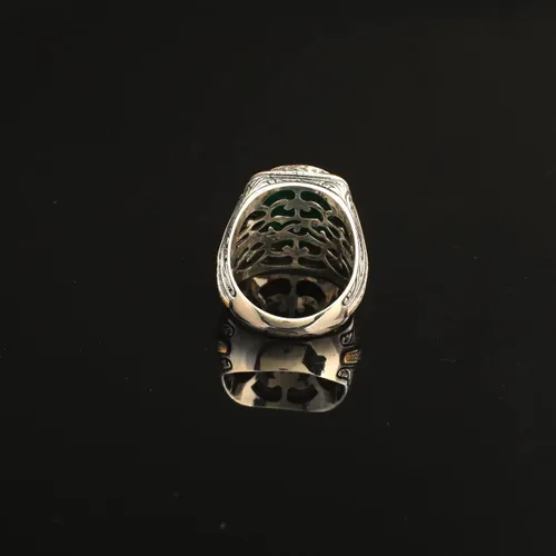 Miniatura 4 de Anillo de jade de plata de ley 925K, anillo de jade para hombres, anillo único para hombres, anillo de piedra natural, anillo de piedra de jade
